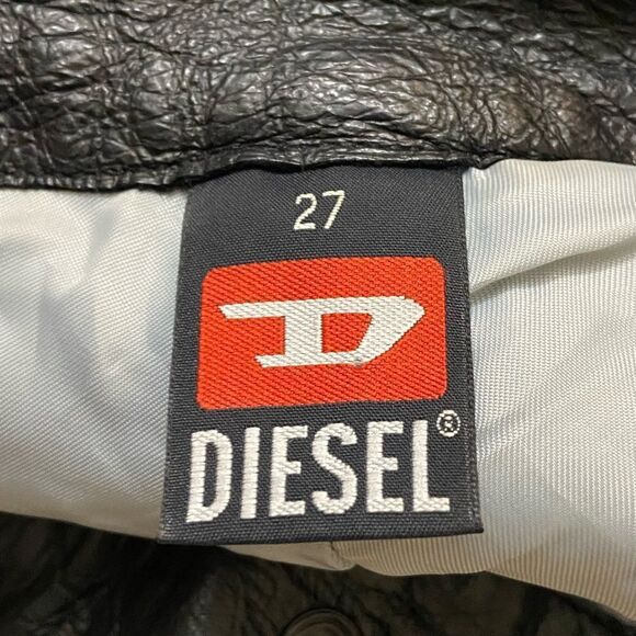 Vintage Diesel  Leather Black Pants Chinos Wide Leg Size 27 - Picture 11 of 11